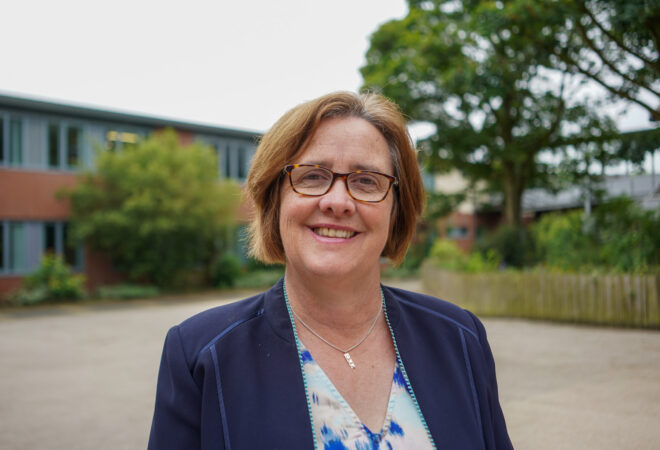 Picture of Amanda McNamee at Lagan College with trees in background